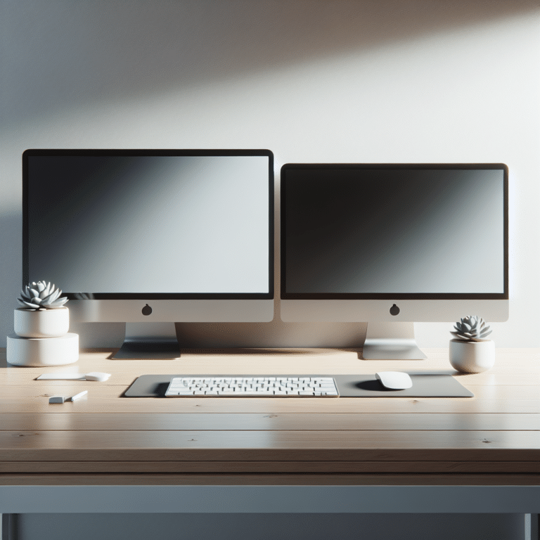 Minimalist Dual Monitor Desk Setup